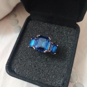 Lab Created Sapphire/Princess Cut Ring s7